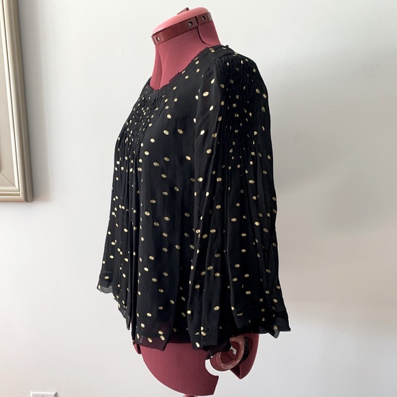 ANTHROPOLOGIE BLACK with GOLD BLOUSE - Picture 7 of 8